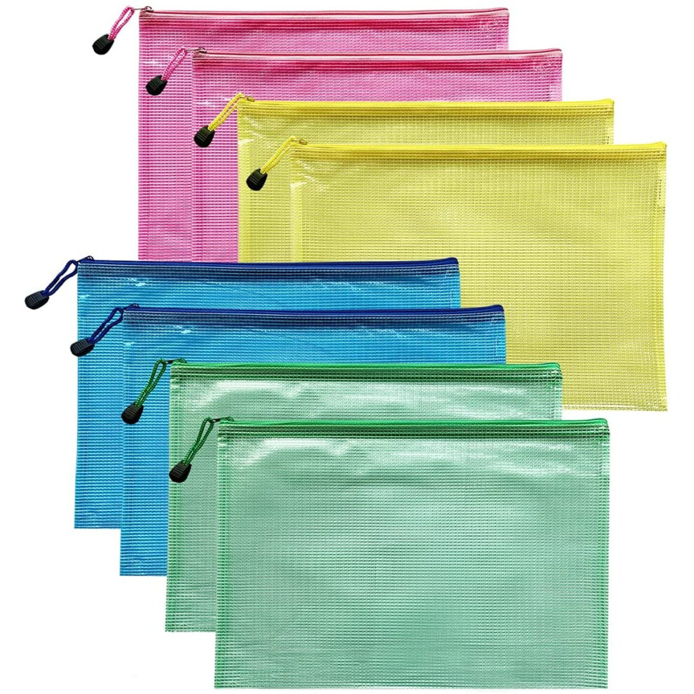 A5 Document Folder File Zipper Bags Plastic Wallets Folder Extra Thick 8PCS (A5 Zip Bag)