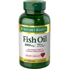 Nature's Bounty Omega-3 Fish Oil Softgels, Odorless, 1,000 Mg, 220 Ct