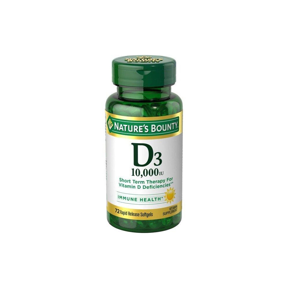 Nature's Bounty Vitamin D3 Softgels, 250 mcg, 10000 IU, 72 Ct
