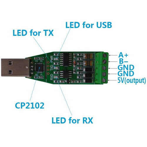 DSD TECH SH-U10 USB to RS485 Converter with CP2102 Chip Compatible with Windows 7,8,10,Linux,Mac OS 2