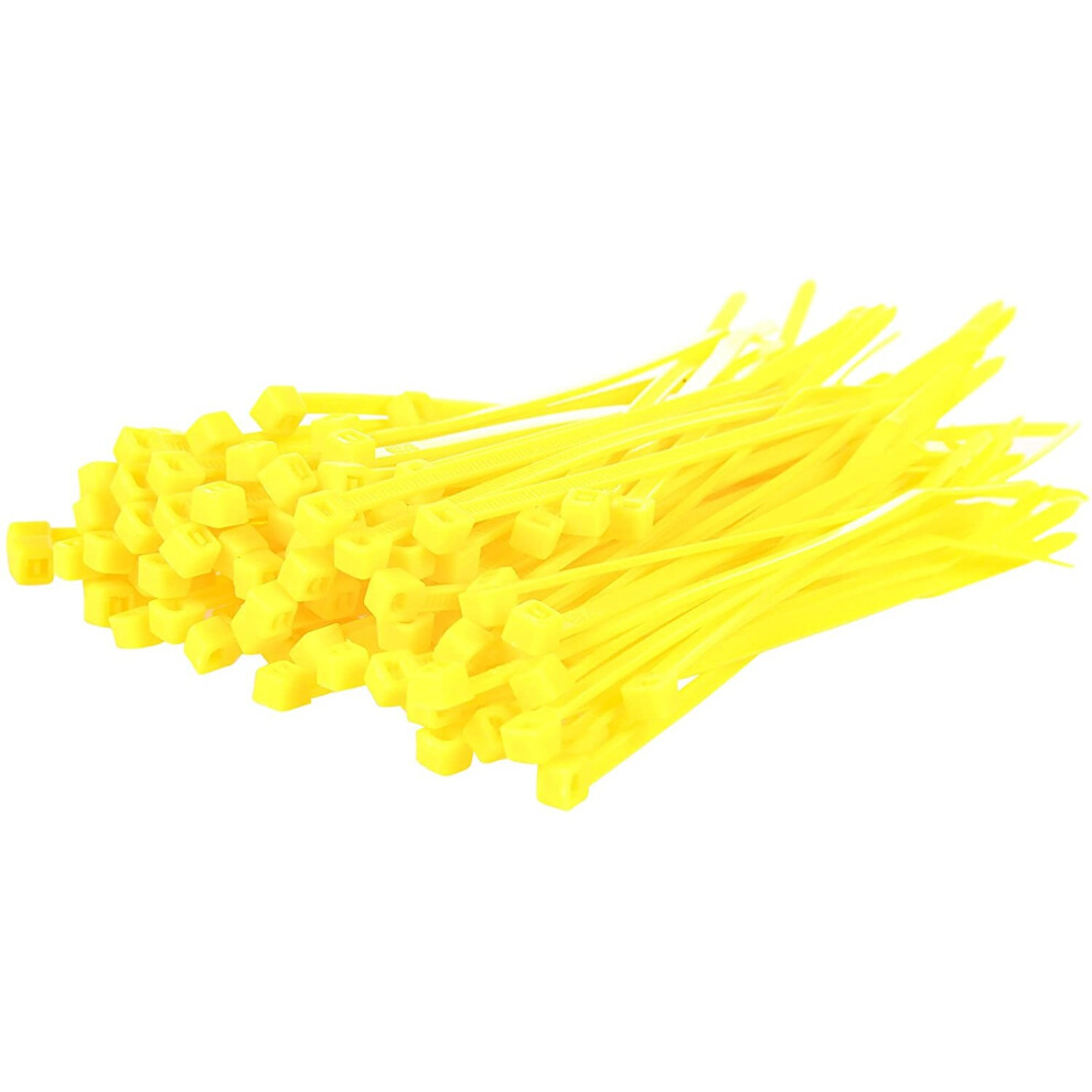 Gocableties Small Yellow Cable Ties, 100Mm X 2.5Mm, Pack Of 100, 4Â Premium Nylon Zip Ties, Plastic Tie Wraps, Secure... 5060479010479