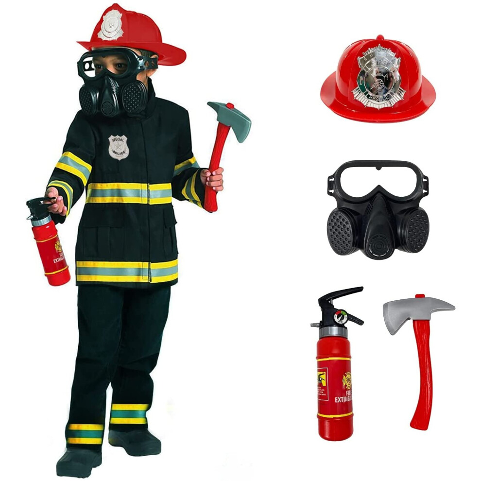 Morph Costumes Firefighter Costume for Boys Black Fireman Childrens Halloween Costumes Large