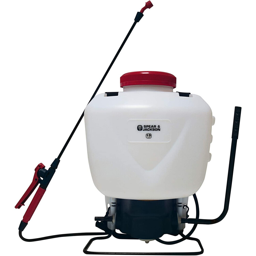 Spear & Jackson 15LPAPS 15 Litre Pump Action Pressure Sprayer, White/Red/Black/Blue