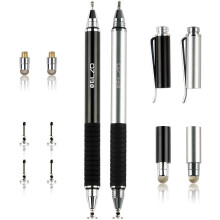 ELZO 3 in 1 Capacitive Disc Stylus Gel Pen Combo 2 Pcs with 4 Replaceable Disc Tips and 2 Replacement Fiber Tips for Touch...