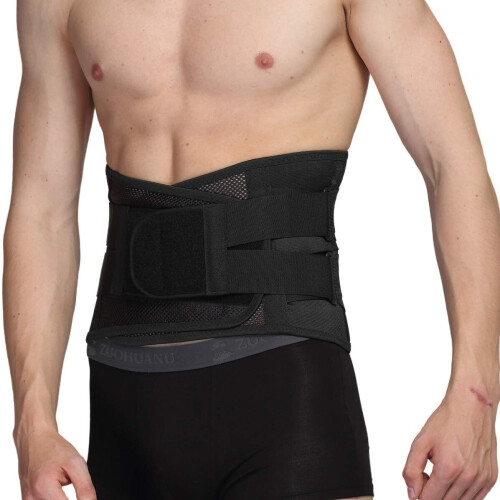 NeoTech Care Adjustable Double Pull Lumbar Brace/Lower Back Belt, Black, Size M 2