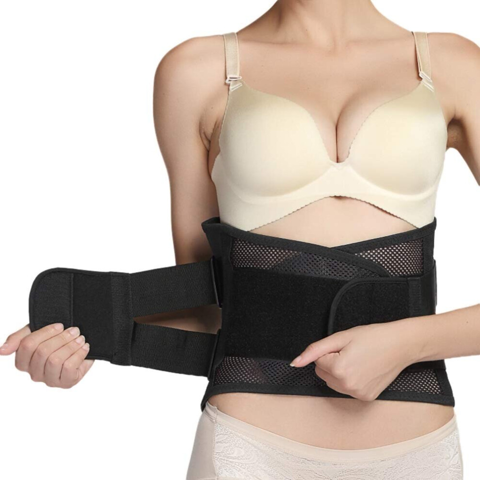 Visit-The-Neotech-Care-Store Neotech Care Adjustable Double Pull Lumbar Brace/Lower Back Belt, Black, Size M