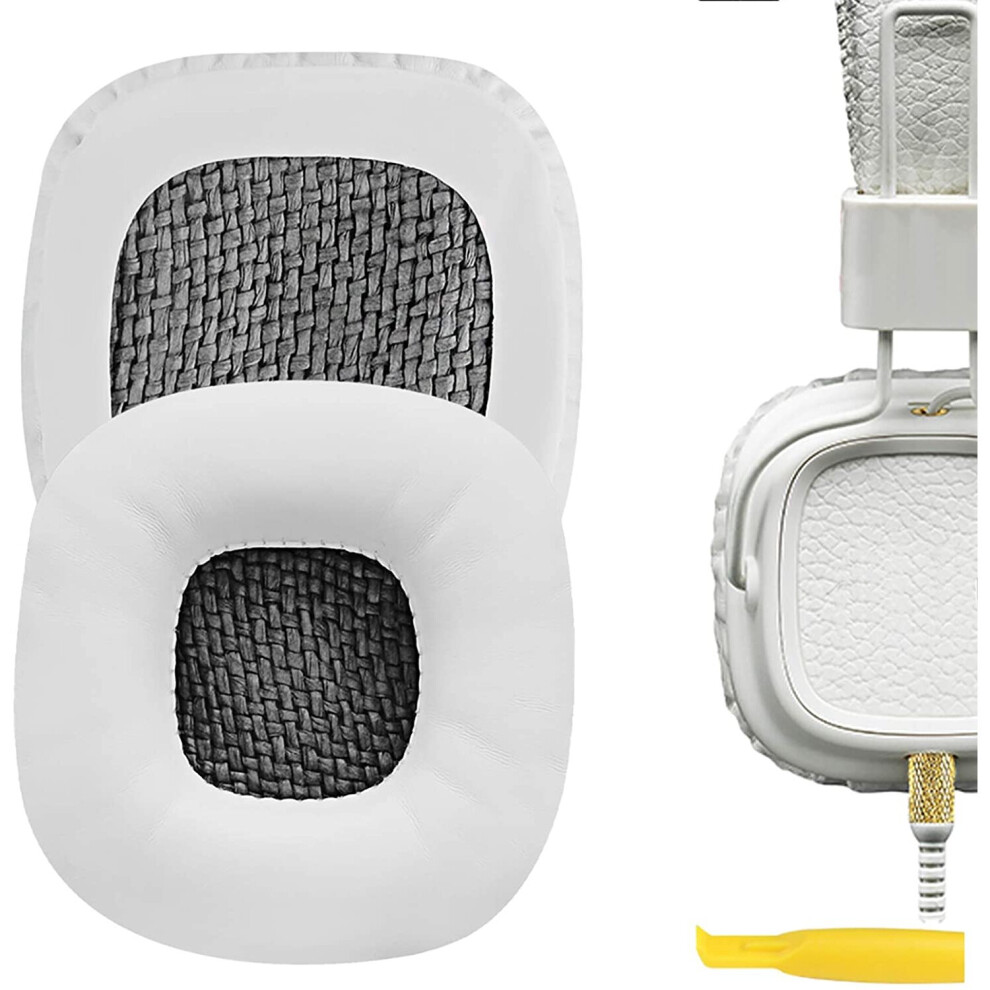 Geekria Quickfit Protein Leather Replacement Ear Pads For Marshall Major Headphones Earpads, Headset Ear Cushion Repair Parts... White