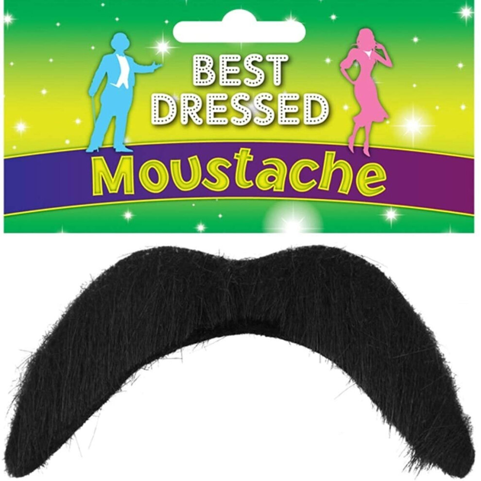 Henbrandt Single Black Fake Moustache Stick On False Moustache Funny Novelty Joke Halloween Fancy Dress Costume Accessory for...