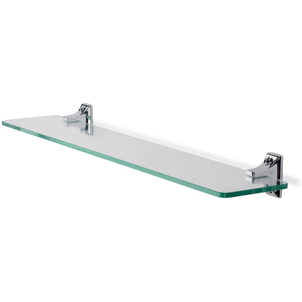 Croydex QM731441 Sutton Wall Mounted Glass Shelf with Zinc Alloy Construction, Chrome