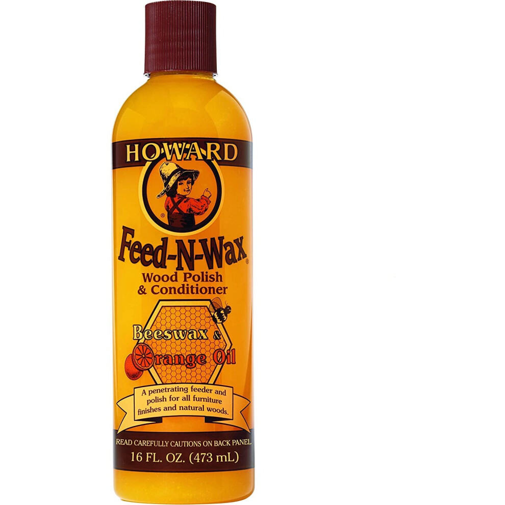 Howard Fw0016 Feed N Wax, Wood Polish & Conditioner, Orange Oil, Beeswax 473Ml (16Oz) 885982109220