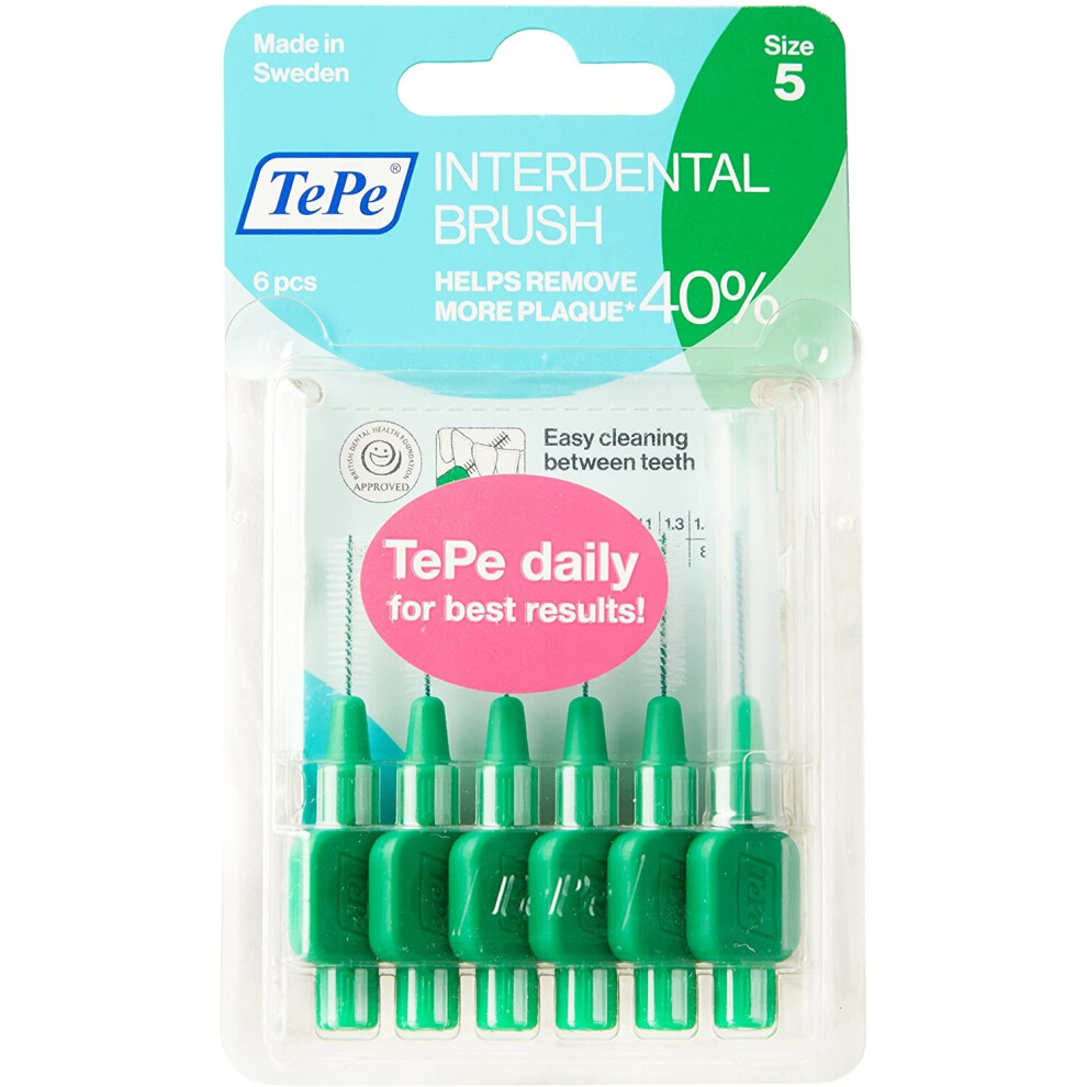 Tepe 0.8 mm Interdentgreen Brushes - Pack of 6