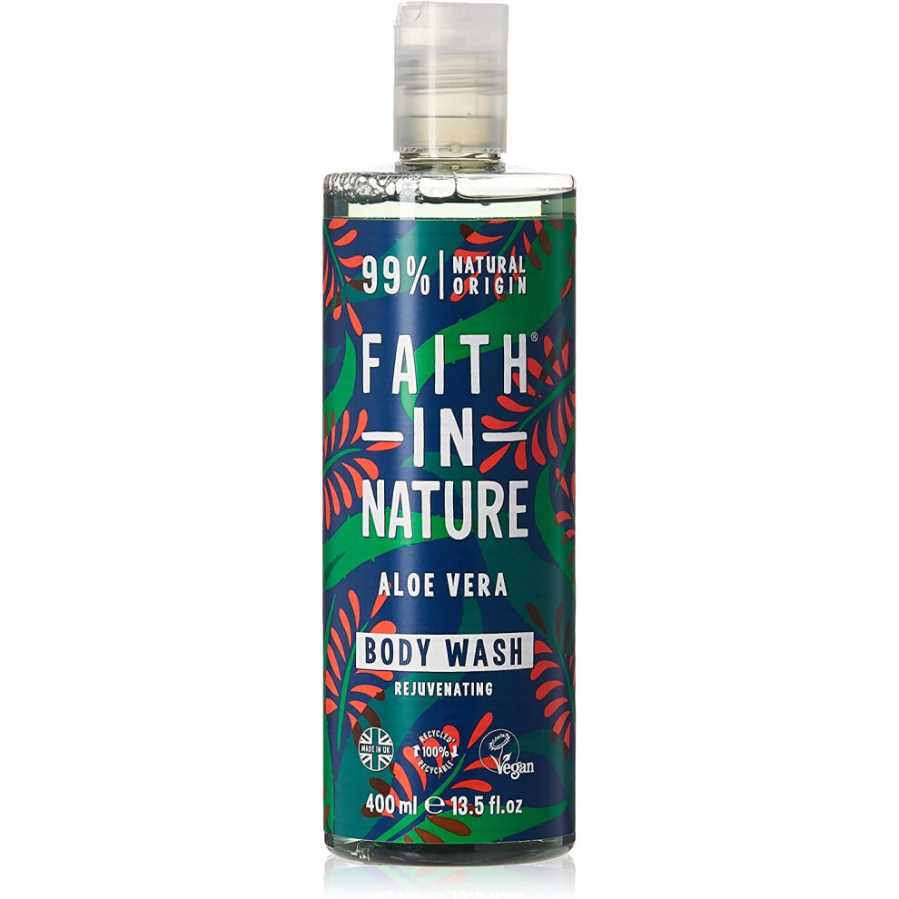 Faith In Nature Natural Aloe Vera Body Wash, Rejuvenating, Vegan and Cruelty Free, No SLS or Parabens, 400 ml