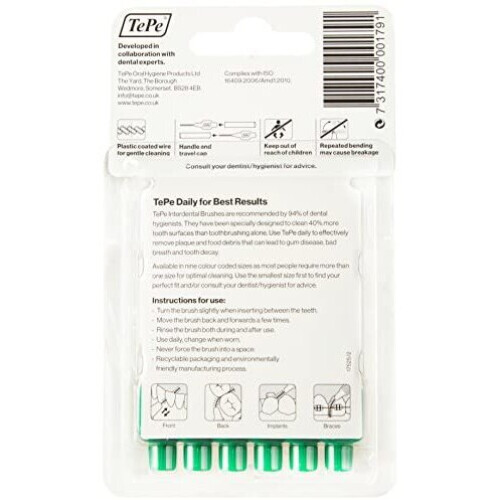 Tepe Tepe 0.8 mm Interdentgreen Brushes - Pack of 6 1