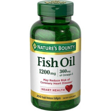 Nature's Bounty, Fiskolja, 1,200 mg, 200 Snabba Frigivande Myggburkar