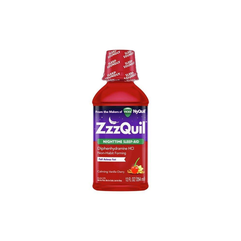 Vicks ZzzQuil Nighttime Sleep Aid Liquid, Vanilla Cherry, 12 fl oz