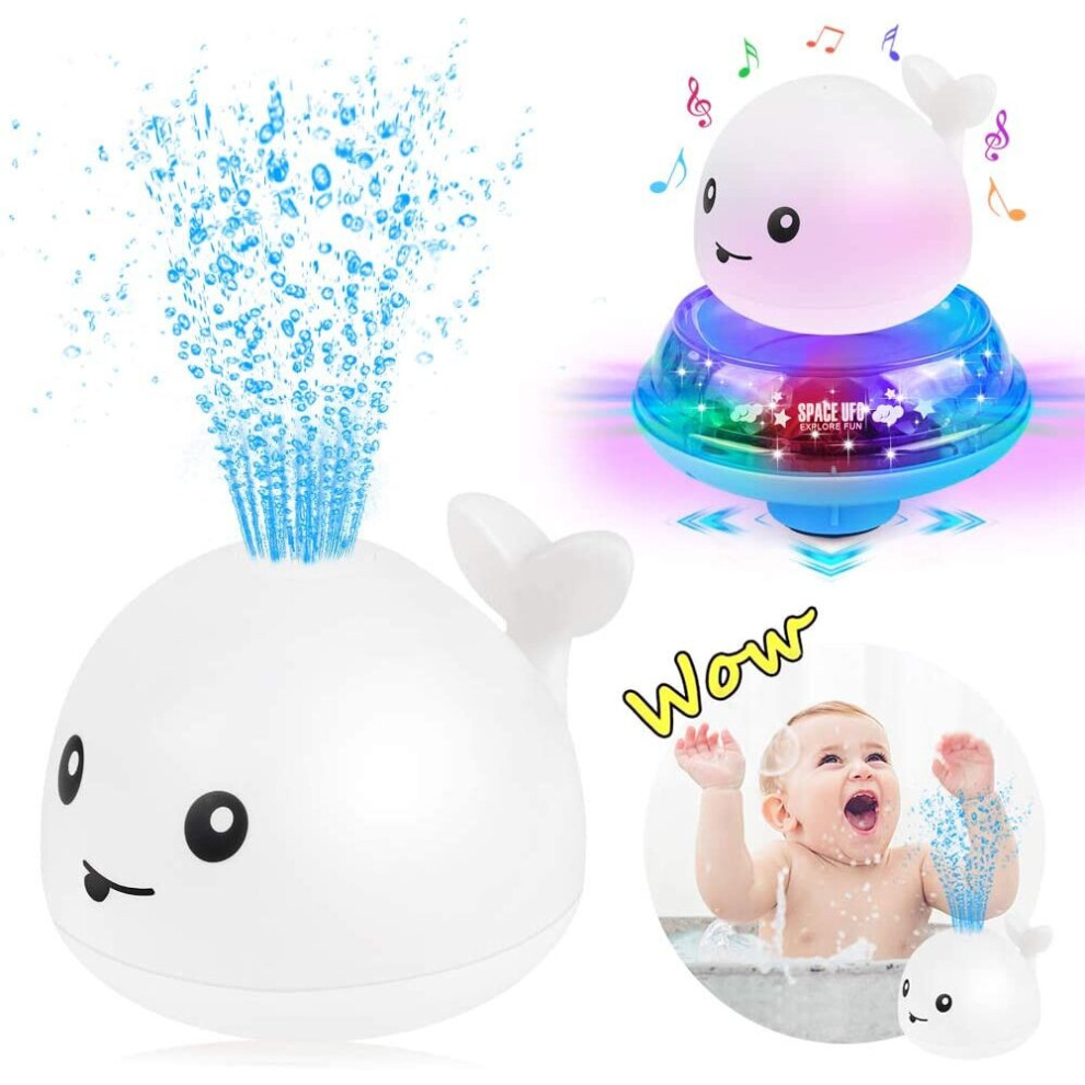 (White) Baby Bath Toys, UFO Whale Toys Whale Water Squirt