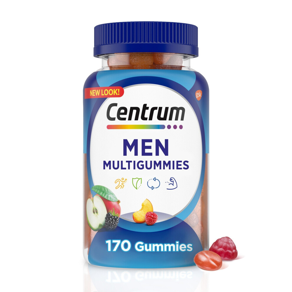 Centrum Multigummies Men's Multivitamin Supplement Gummies, Assorted Fruit, 170 Ct