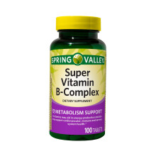 Spring Valley Super Vitamin B-Complex Tablets, 100 Ct