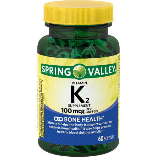 Spring Valley Vitamin K2 Softgels, 100 mcg, 60 Count