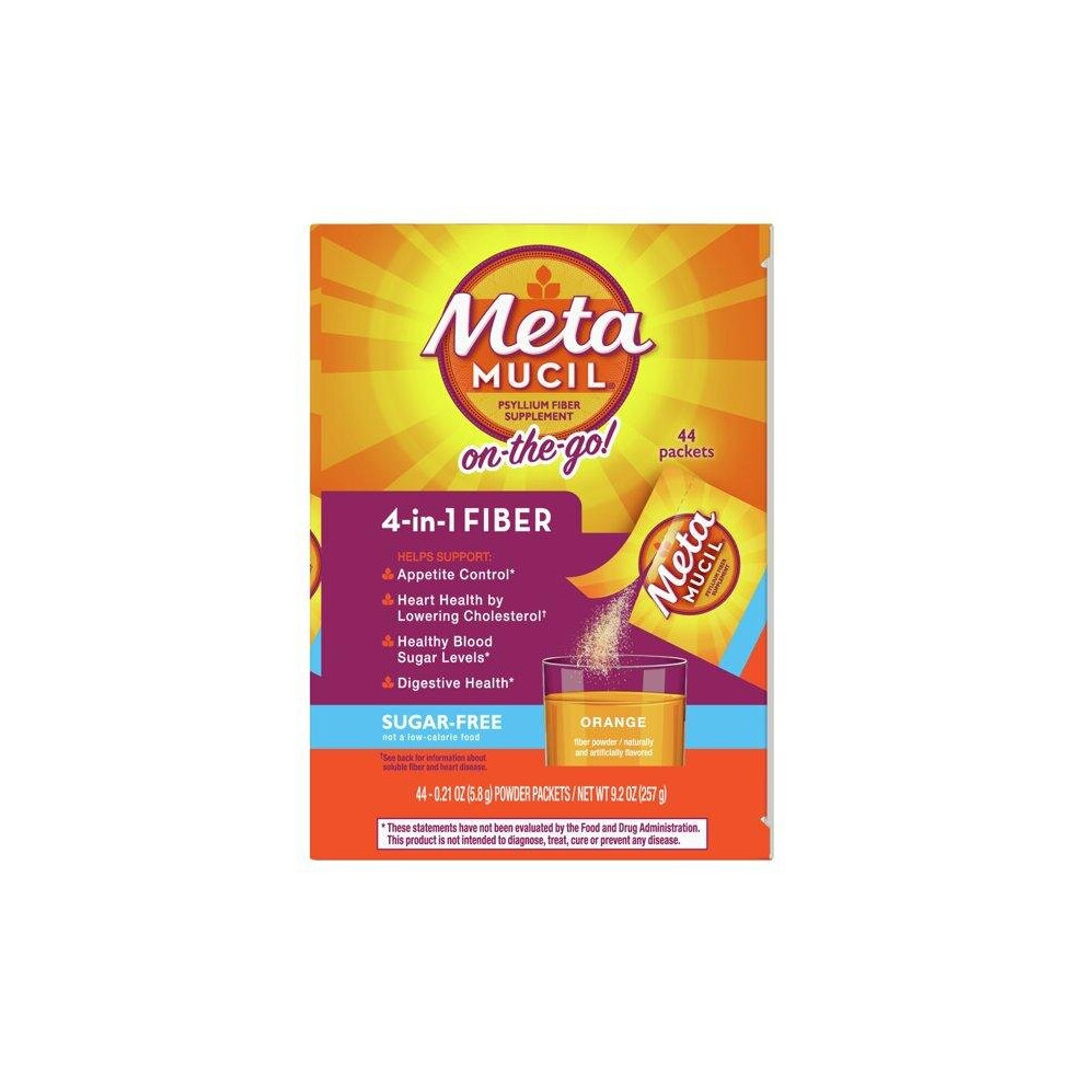 Metamucil Psyllium Sugar-Free Fiber Supplement Powder Packets, 44 ct