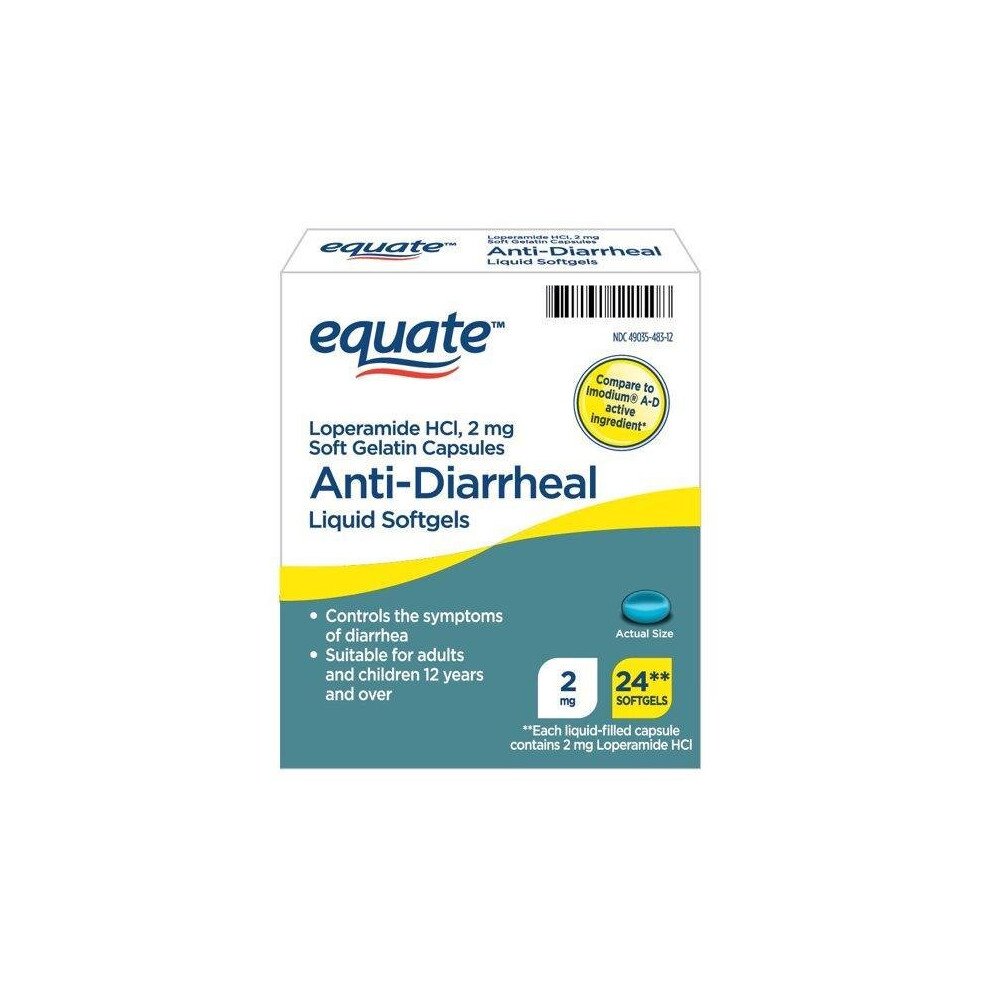 Equate Anti-Diarrheal Liquid Softgels, 2 Mg, 24 Count