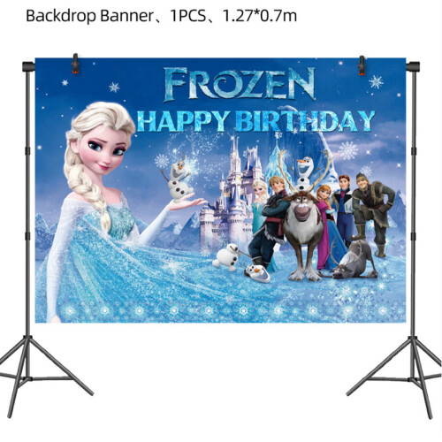 (Backdrops) Frozen Elsa & Anna Birthday Tableware Table Cover Banners Kids Party