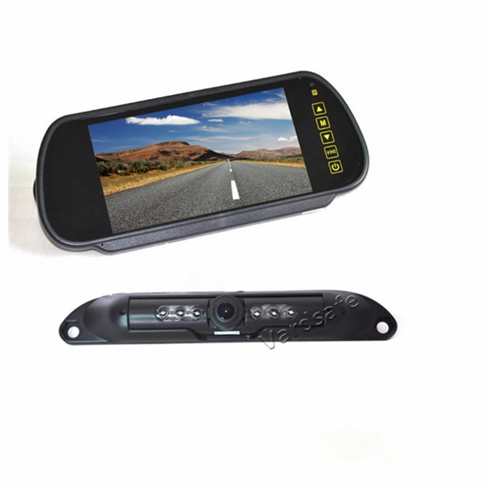 License Plate Rear View Reversing Camera & 7" Clip-On Rear View Mirror Monitor For Car Rv Truck Suv Van 764481232410