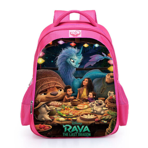 (Small (27*14*35), 3) Raya and The Last Dragon Children's Backpack Student Large Capacity School Bag