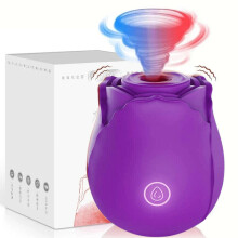 (Purple) Rose Sucking Vibrator Dildo Women Massager Sex Toy