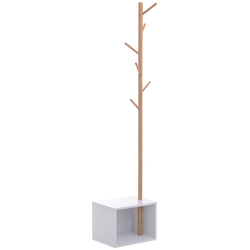 HOMCOM Coat Rack Storage Bench Hallway Tree Hat Hanger Entryway Bedroom Stand
