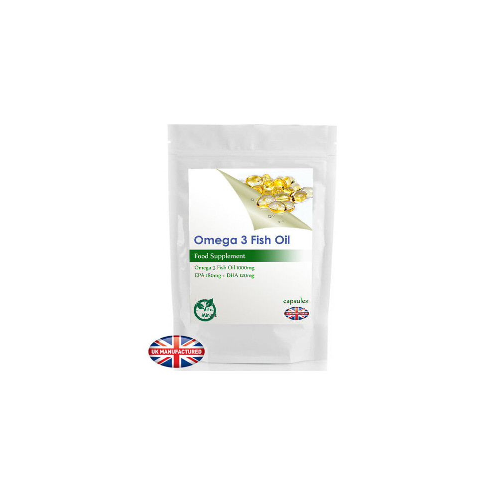 Vitaminute Omega 3 1000Mg Fish Oil - 180 Softgel Capsules - Brain, Heart - Uk