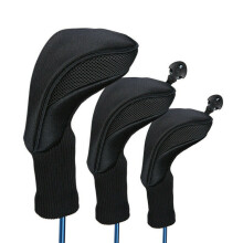 (Black) 3Pcs Golf Club Head Covers Sets Driver 1 3 5 Fairway Woods Headcovers Long Neck