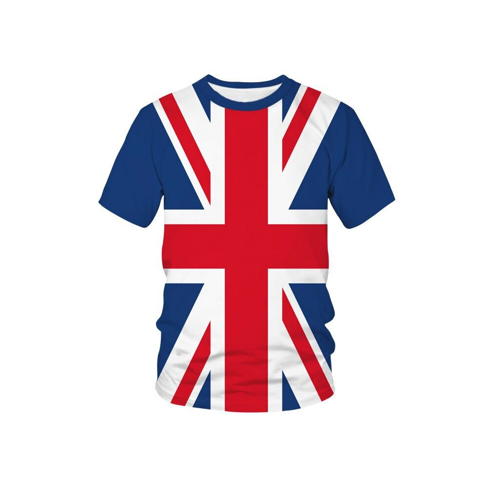 (L) 3D Print Union Jack Casual T-Shirt Mens Womens Kids Oversized Unisex T-Shirts