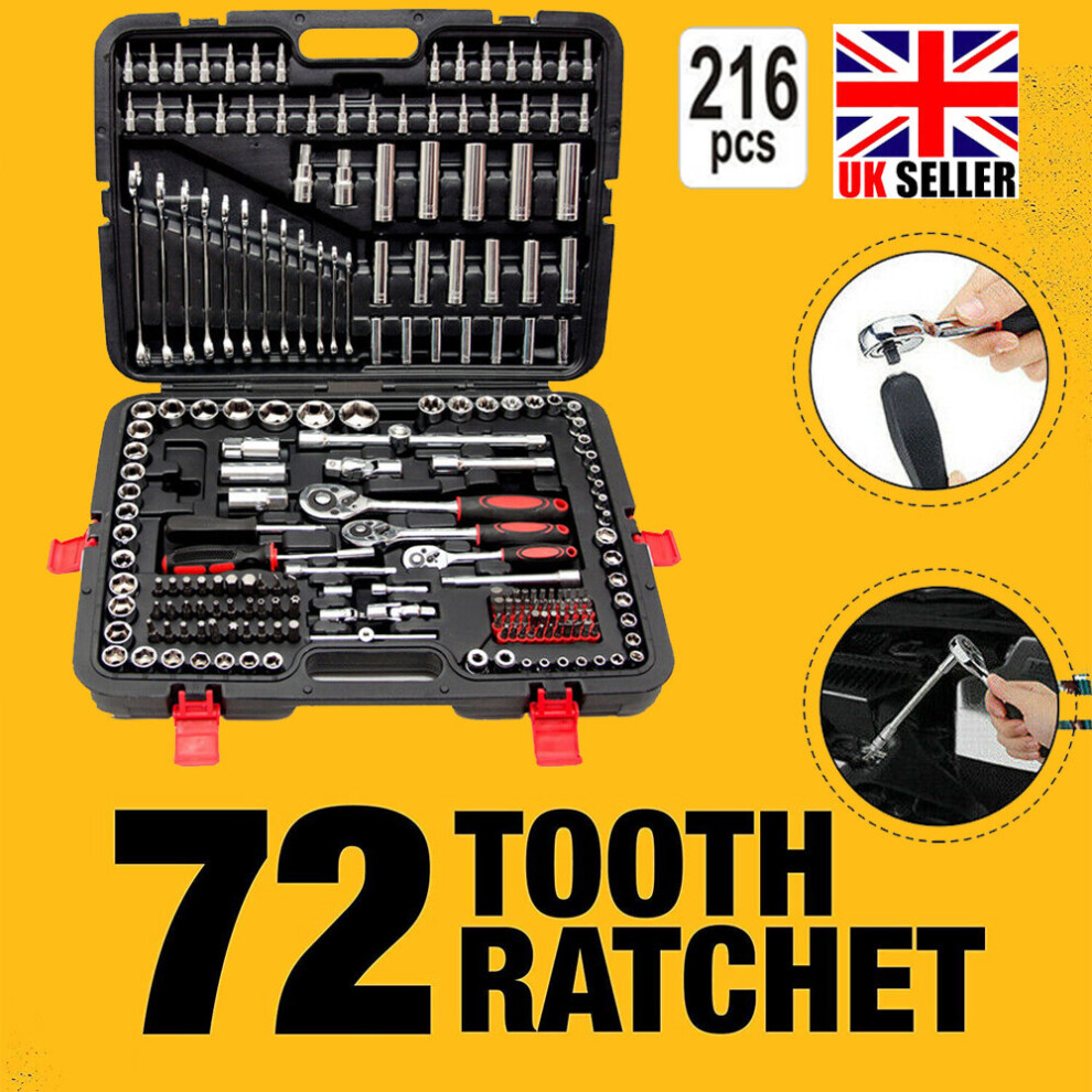 216 Pcs Professional Ratchet Socket Set 1/2" 1/4" 3/8" Spanners Wrench 097239003032