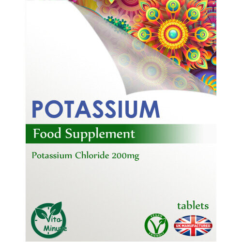 Potassium 200mg - 60 Tablets - Blood Pressure Nervous Function, UK 2