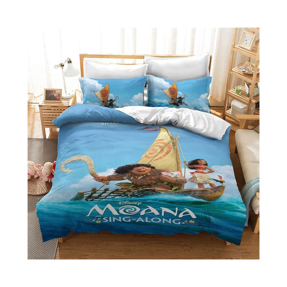 (Sing, EU-Single(2pcs):135×200cm) Moana Maui Ocean Bedding Set 3D Design Cartoon Duvet Cover Pillowcase King Queen