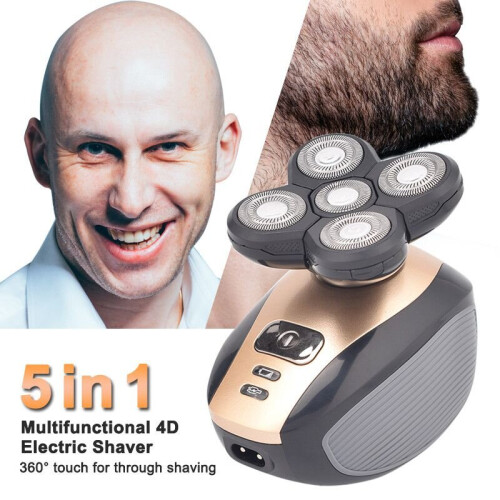 5 In 1 4D Rotary Men's Rechargeable Bald Head Electric Shaver 5 Floating Heads