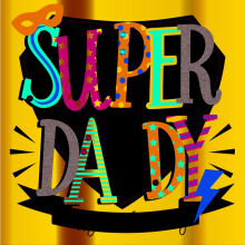 Talking Pictures Super Daddy Awesome Happy Father's Day Silver Glitter Luxury Hand-Made Greeting Card