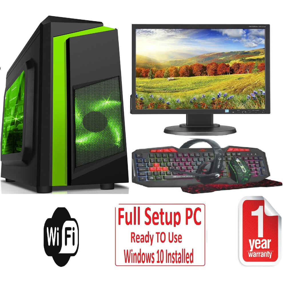 Computek Fast Gaming Pc Bundle - I5 16Gb Ram 1Tb Gt710 2Gb - Wifi - Warranty - F3 Green