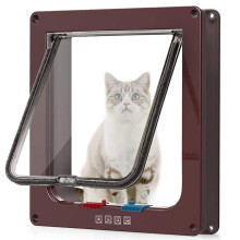 Cat Flap Door with 4 Way Lock Security Flap Door for Dog Cat Kitten Small Pet Gate Door Kit Cat