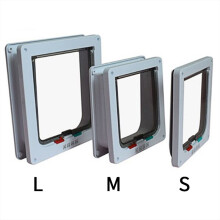 Pet Door 4 Way Lockable Dog Cat Kitten Door Security Flap Door ABS Plastic S/M/L Animal Small P