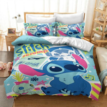 (Stitch Scrump, EU-Single(2pcs):135×200cm) Lilo & Stitch Bedding Set Kids 3D Stitch Duvet Cover Pillowcase Bed Set Gift