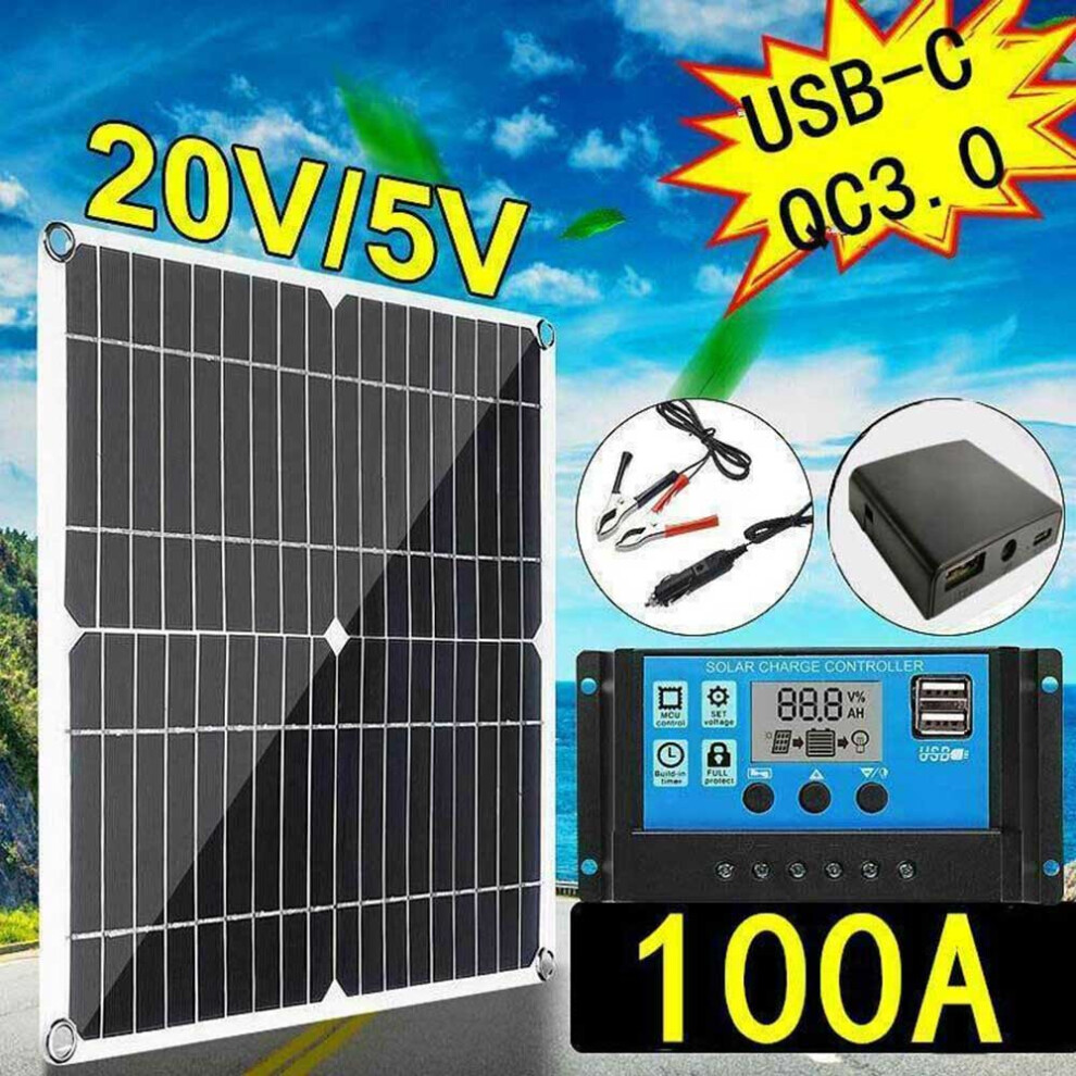 100A 12V Solar Panel Kit 200W Battery Charger With Controller Caravan Boat Uk 7632472684209