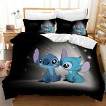(Kiss, EU-King(3pcs):240x220cm) Lilo & Stitch Bedding Set Kids 3D Stitch Duvet Cover Pillowcase Bed Set Gift