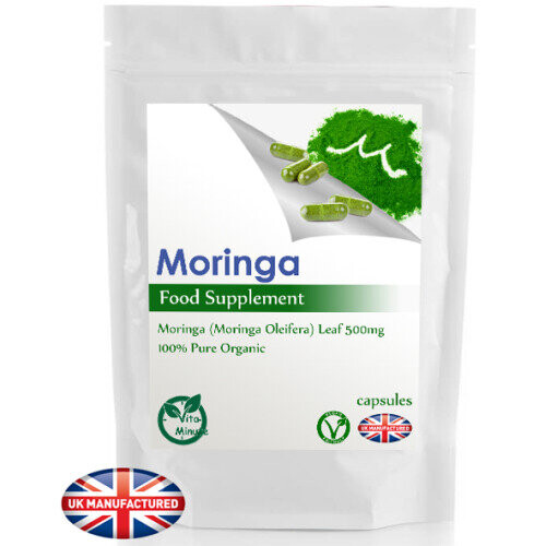 Organic Pure Moringa Leaf 500mg (180 Capsules) Multi-Vitamins UK