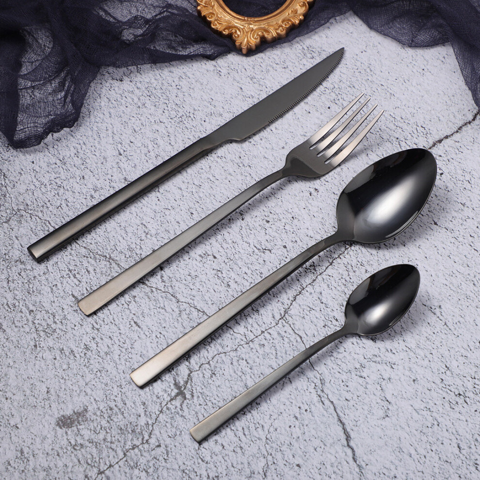 Black Cutlery Stainless Steel Cutlery Set Kitchen Tableware Spoon Fork Knife Set Dinnerware Wes