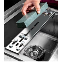 Aiguiseur de couteaux en acier inoxydable Support de meule pour évier de cuisine Aiguiseur de couteaux fixe Ajustable