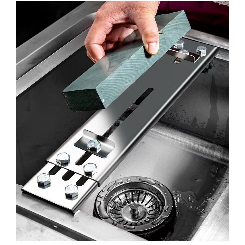 Stainless Steel Knife Sharpener Grindstone Stand Kitchen Sink Fixed Knife Sharpener Adjustable
