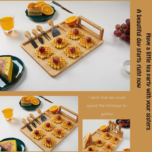 1PC Bamboo Cheese Board Cheese Knife Cheese Slicer Fork Scoop Cut Kitchen Cooking Tools Bamboo 1