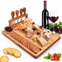1PC Bamboo Cheese Board Cheese Knife Cheese Slicer Fork Scoop Cut Kitchen Cooking Tools Bamboo